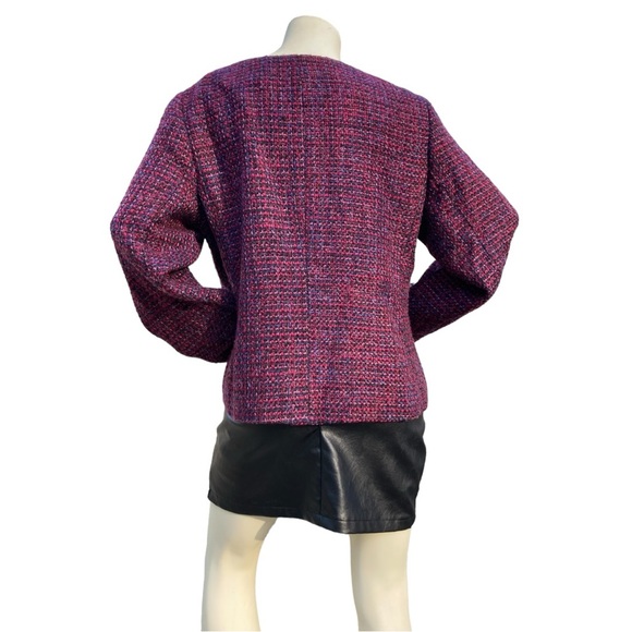 TALBOTS Muticolor Magenta, Burgundy, Purple, Wool Blend Tweed Plus Blazer, 20W - Picture 11 of 16